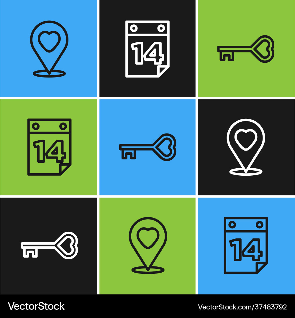 Set line location with heart key in shape Set line location with heart key in shape vector image