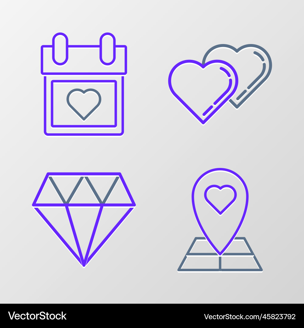Set line map pointer with heart diamond two Set line map pointer with heart diamond two Vector Image
