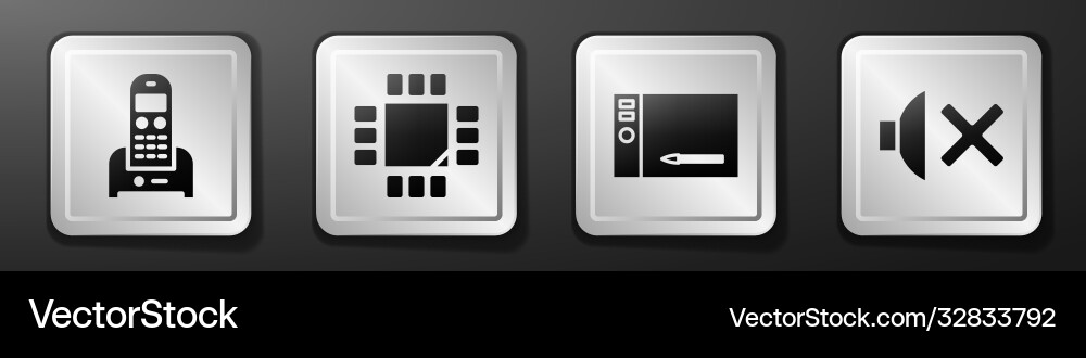 Set telephone processor with microcircuits cpu vector image