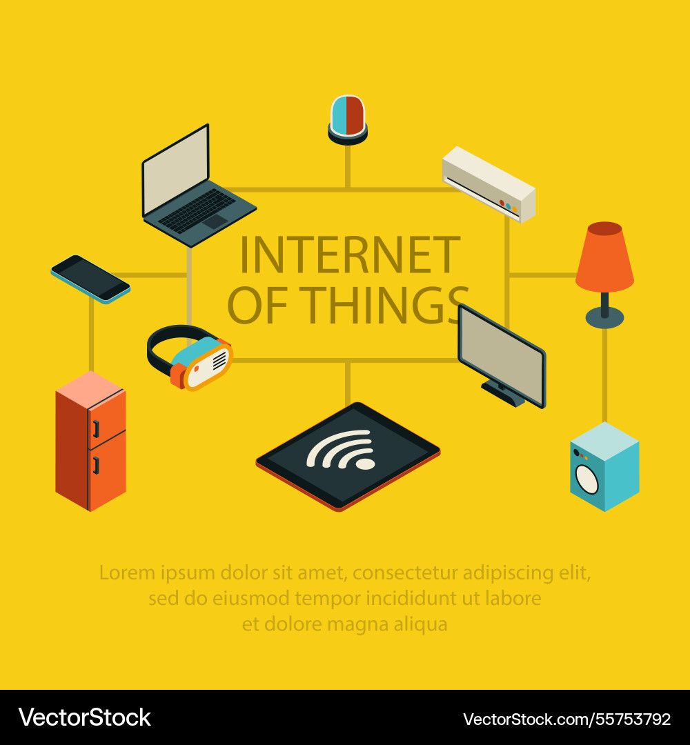 Yellow background of sometrics with internet Vector Image