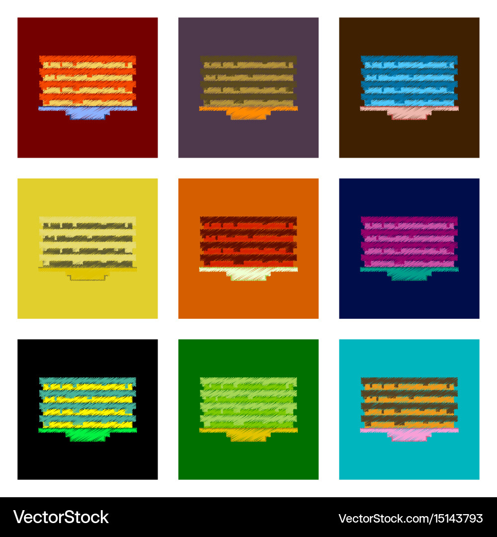 Assembly of flat shading style pixel icon pancake Vector Image