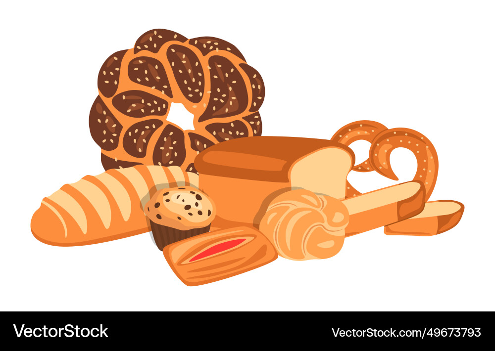 Bakery composition different types of bread Vector Image