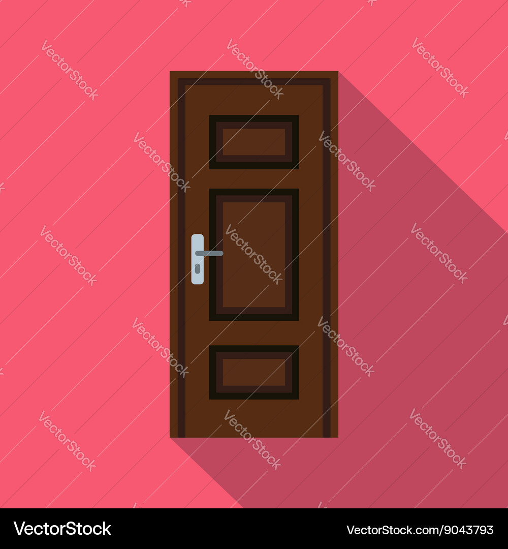 Brown wooden door icon flat style Vector Image