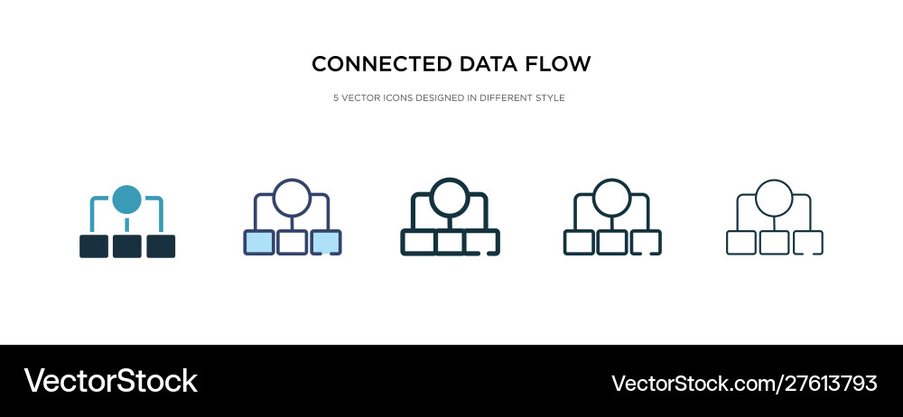 Connected data flow chart icon in different style Connected data flow chart icon in different style vector image