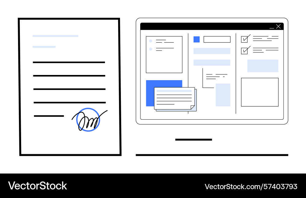 Digital document signing and online workflow Digital document signing and online workflow vector image