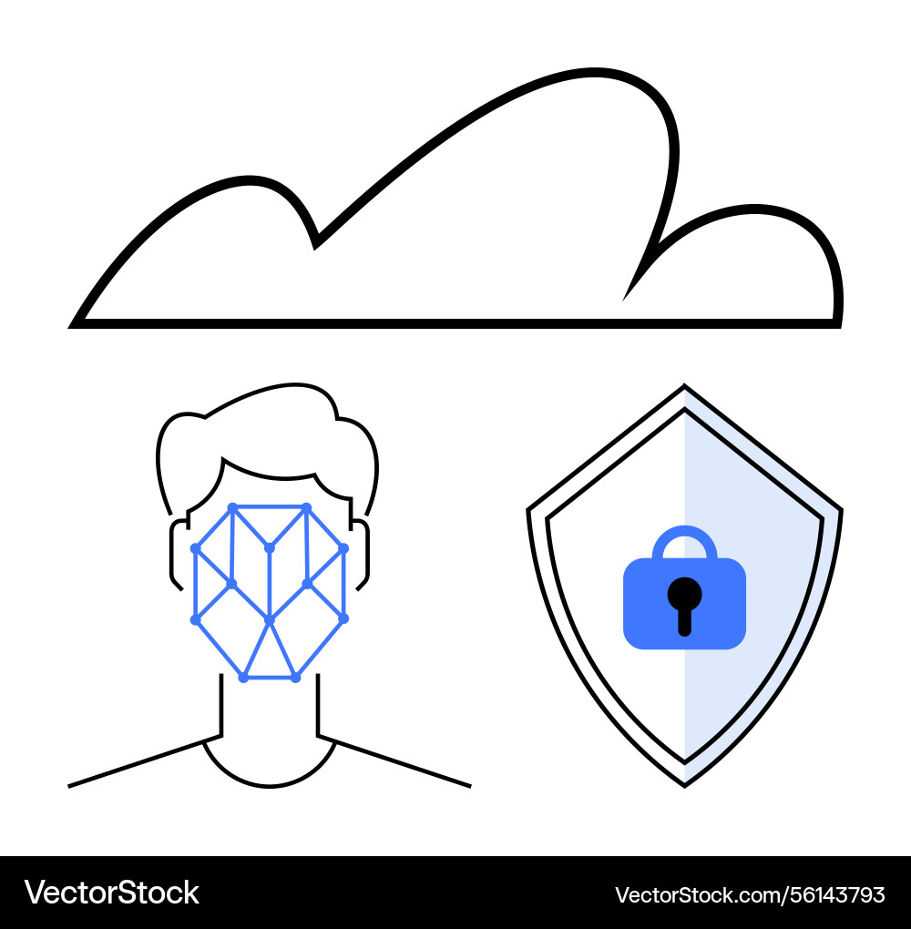 Facial recognition with cloud data integration vector image