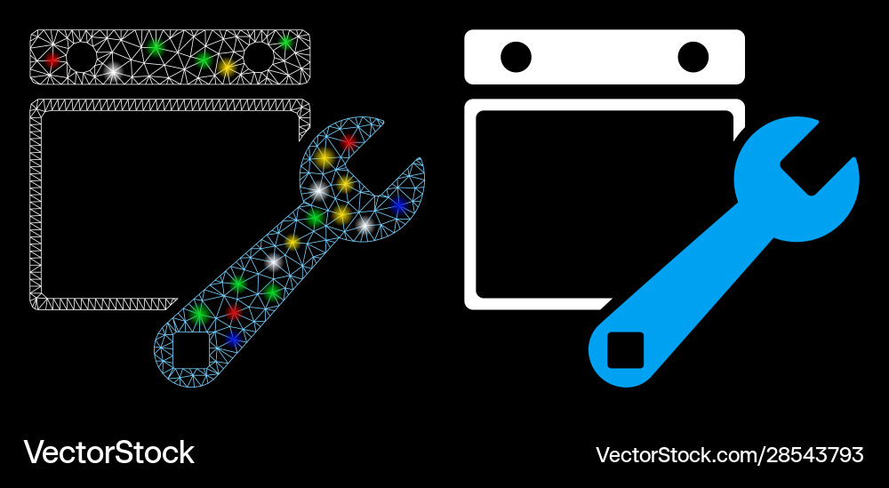 Flare mesh wire frame date setup icon with vector image