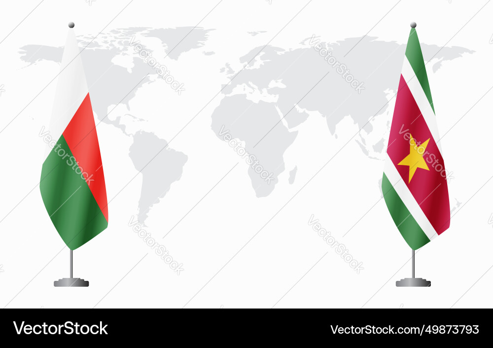 Madagascar and suriname flags for official meeting Madagascar and suriname flags for official meeting vector image