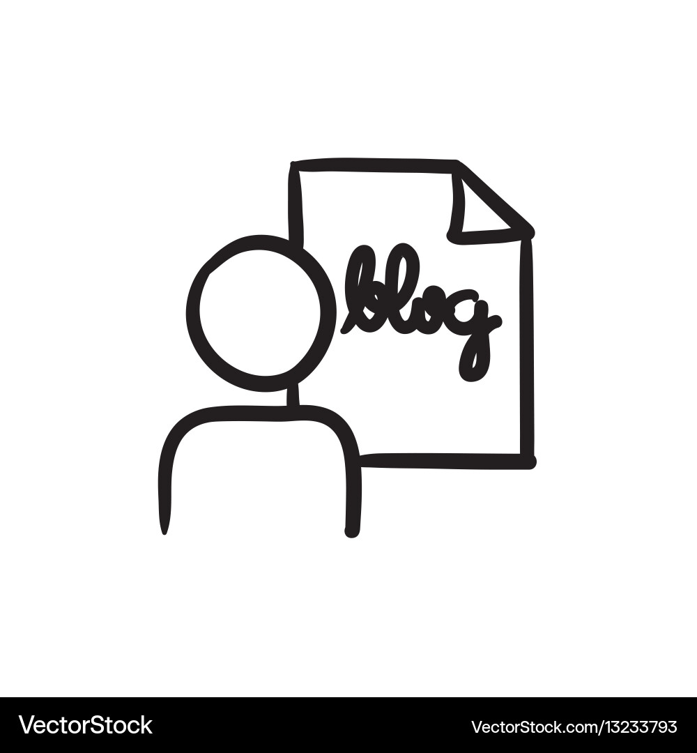 Man and sheet with word blog sketch icon vector image