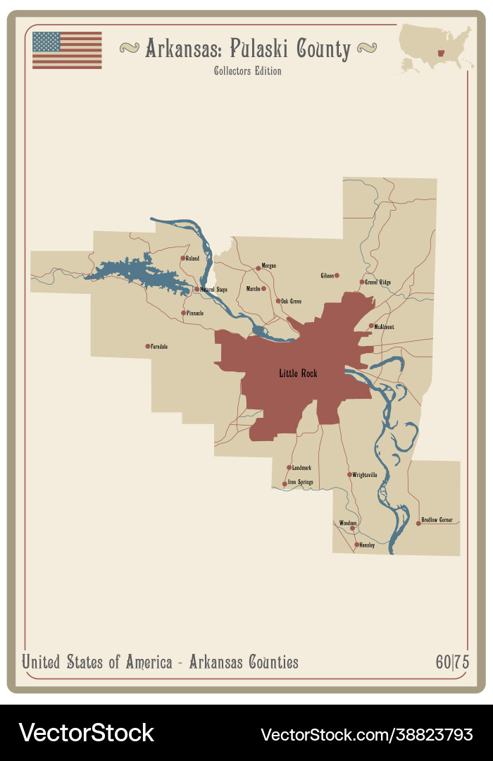 Map pulaski county in arkansas Map pulaski county in arkansas vector image