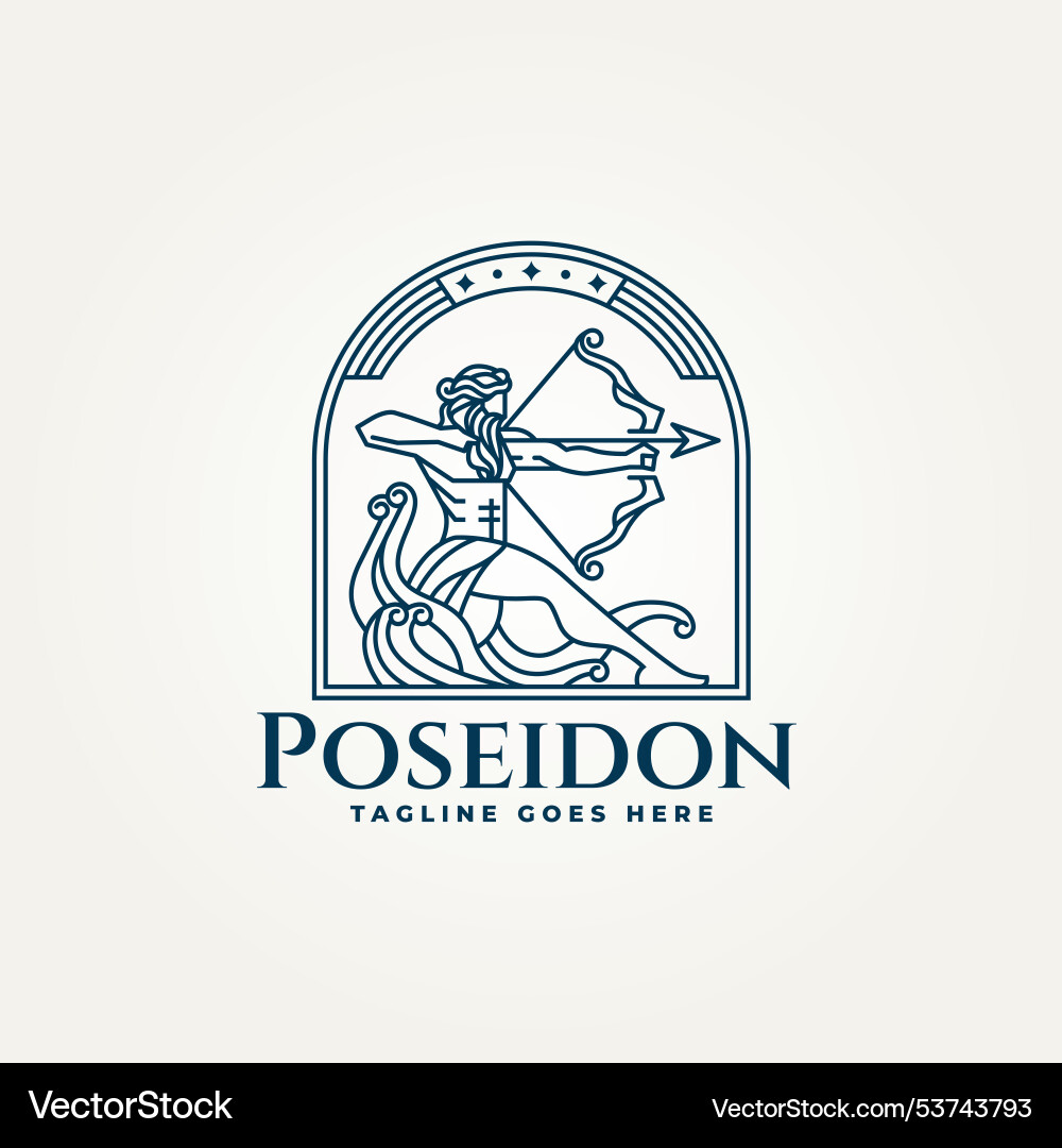 Minimalist greek god poseidon line art icon logo Minimalist greek god poseidon line art icon logo vector image