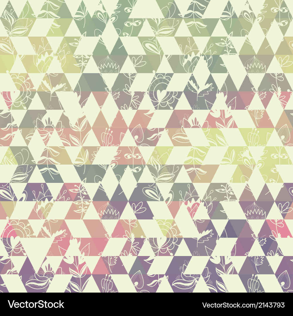 Pattern geometric with triangle and plant elements Vector Image