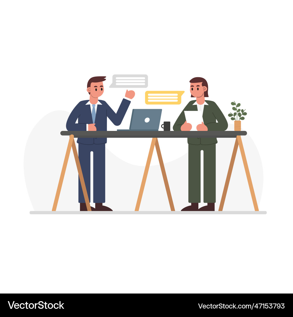 Quick standing interview characters have dialogue Quick standing interview characters have dialogue vector image