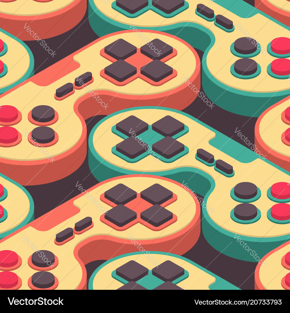 Retro Arcade Gamepad Pattern vector image