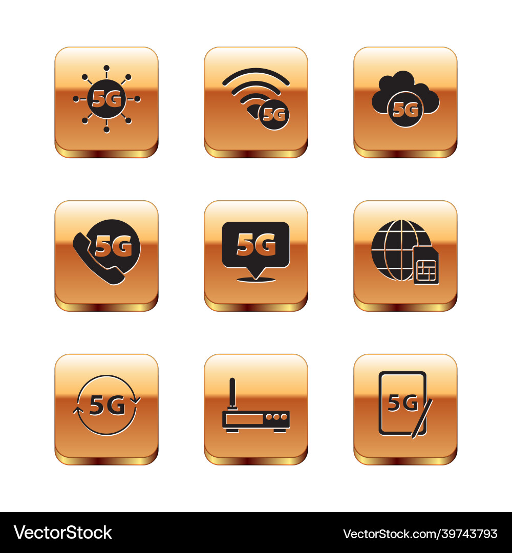 Set 5g network router and wi-fi signal location Vector Image
