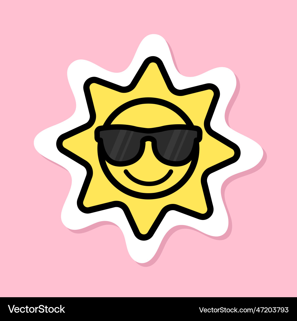 Smiley Sonne mit Sonnenbrille Aufkleber gelb Symbol Smiley Sonne mit Sonnenbrille Aufkleber gelb Symbol vektorbild