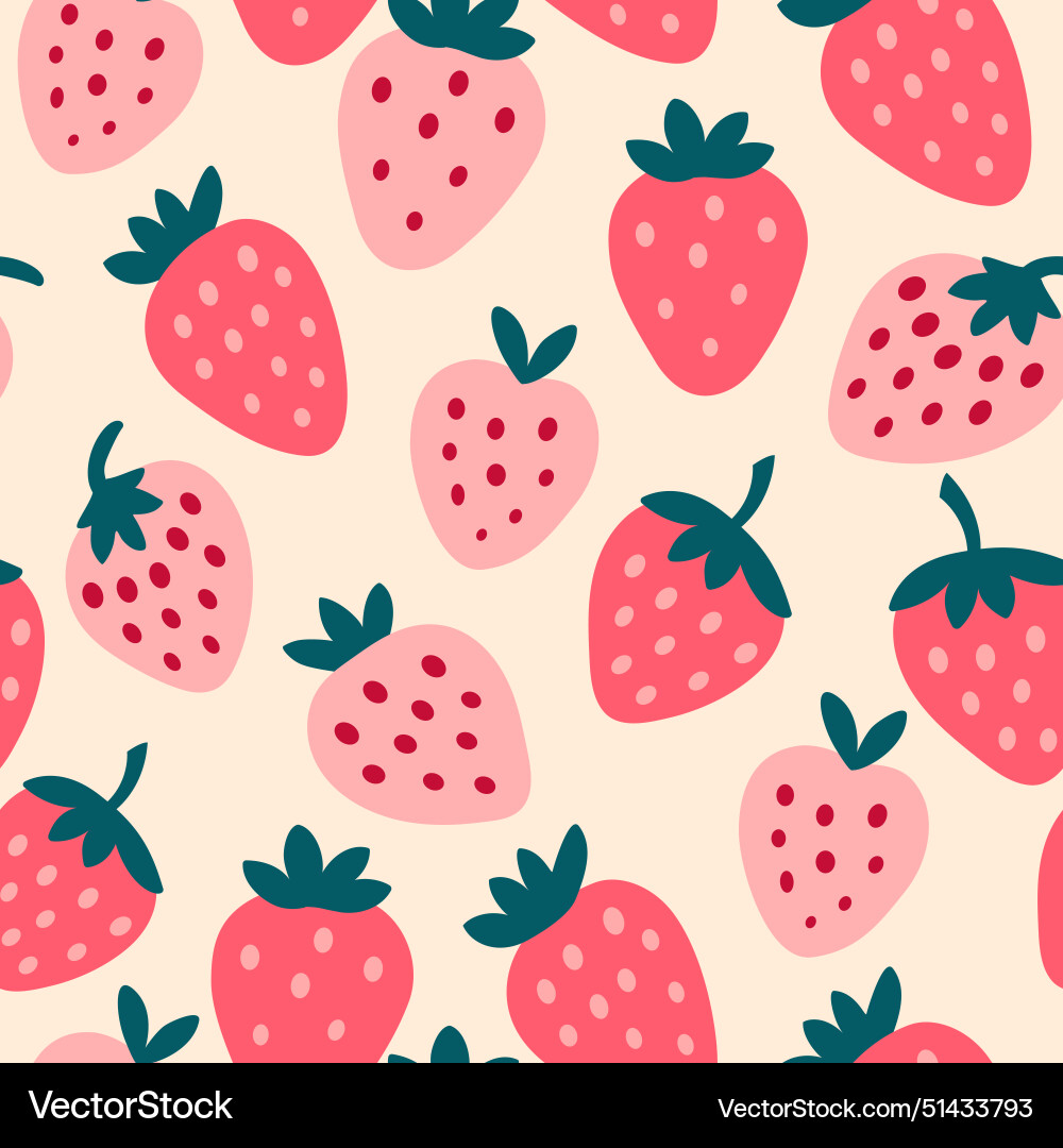 Strawberry seamless pattern flat Royalty Free Vector Image
