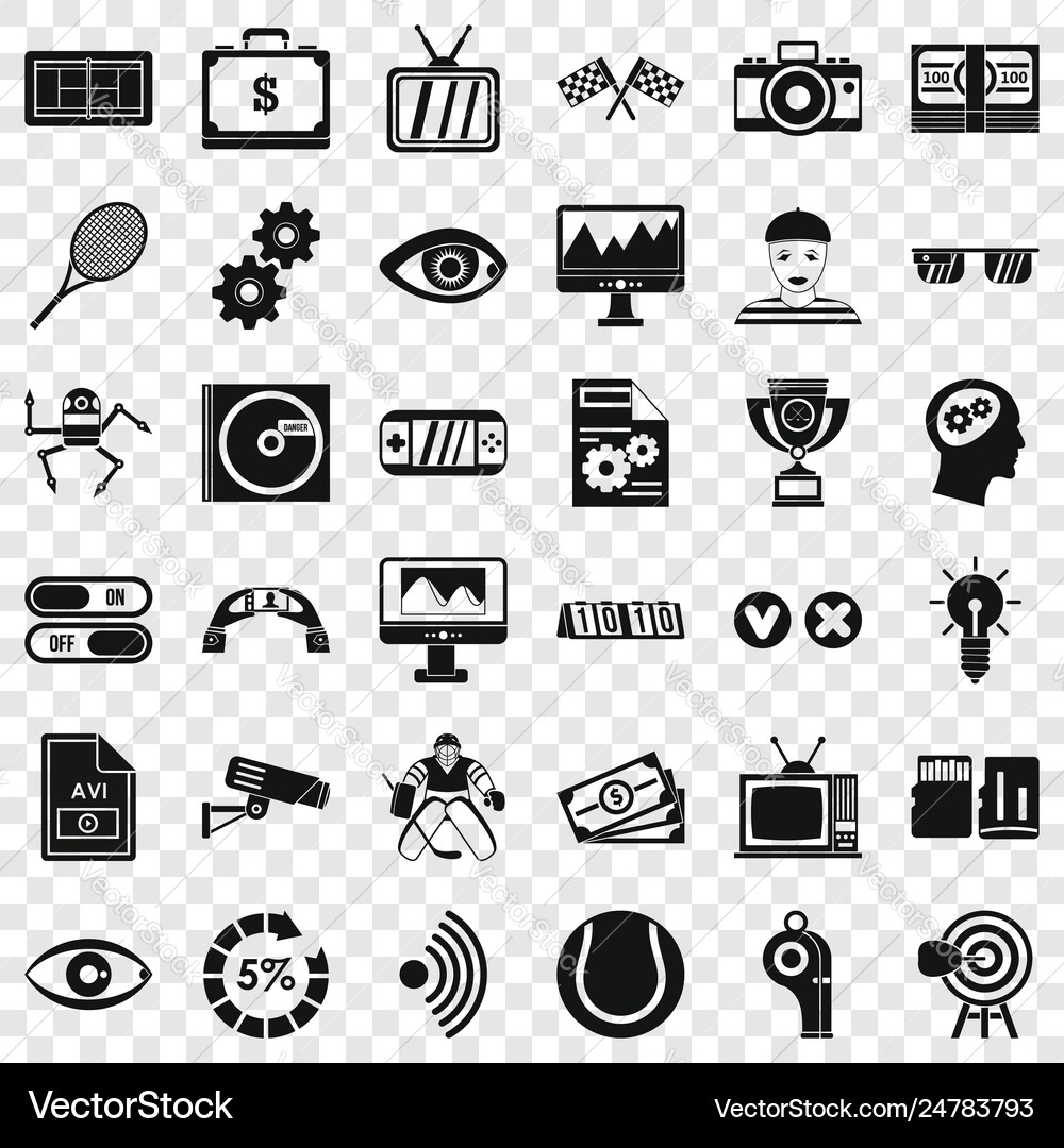 Video file icons set simple style Video file icons set simple style vector image