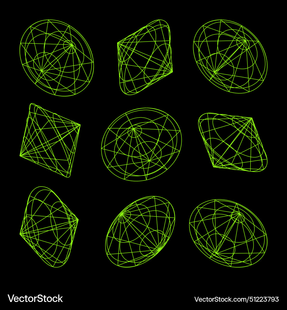 Wireframe lined shapes perspective mesh 3d grid Wireframe lined shapes perspective mesh 3d grid vector image