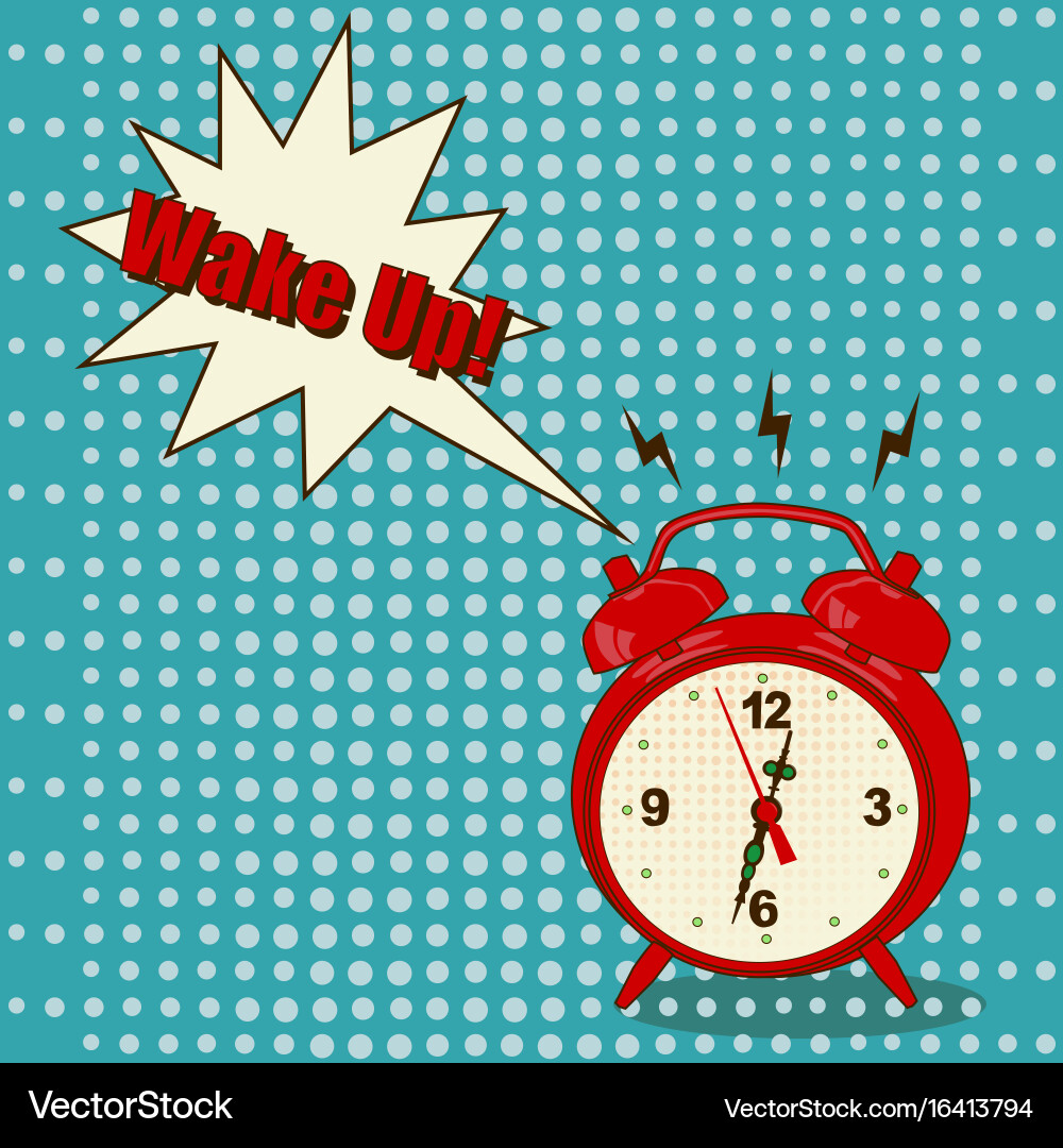 Alarm clock in pop art style vector image