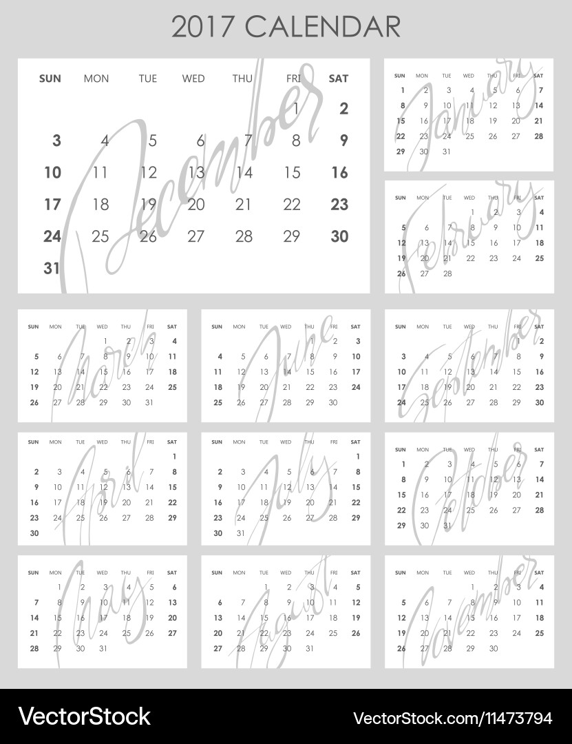 Calendar 2017 - template Royalty Free Vector Image