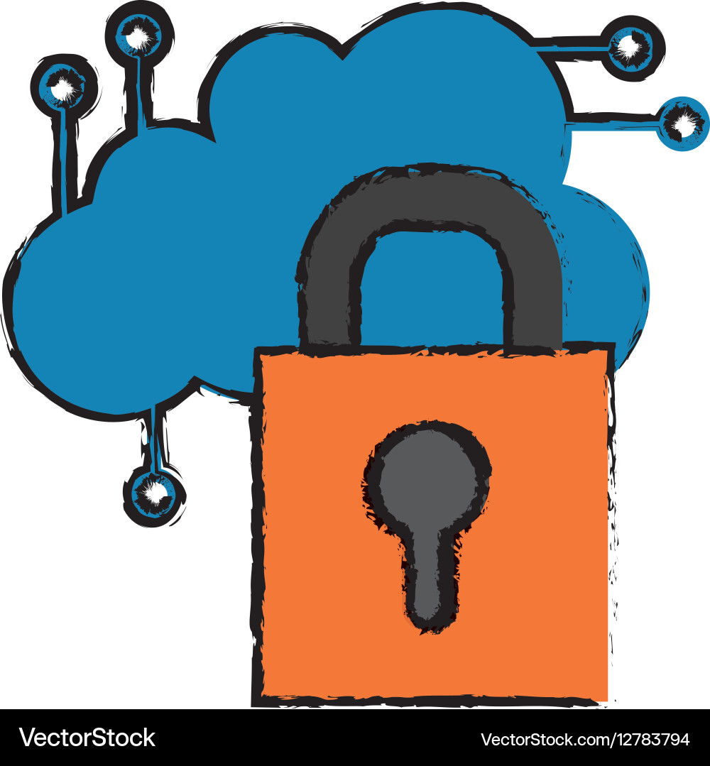 Cloud computing security system vector image