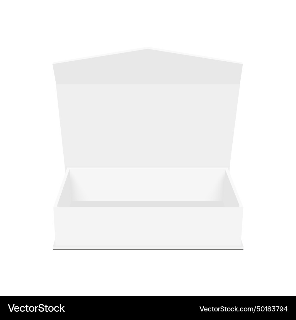 Empty rectangular box with opened lid front view Vector Image