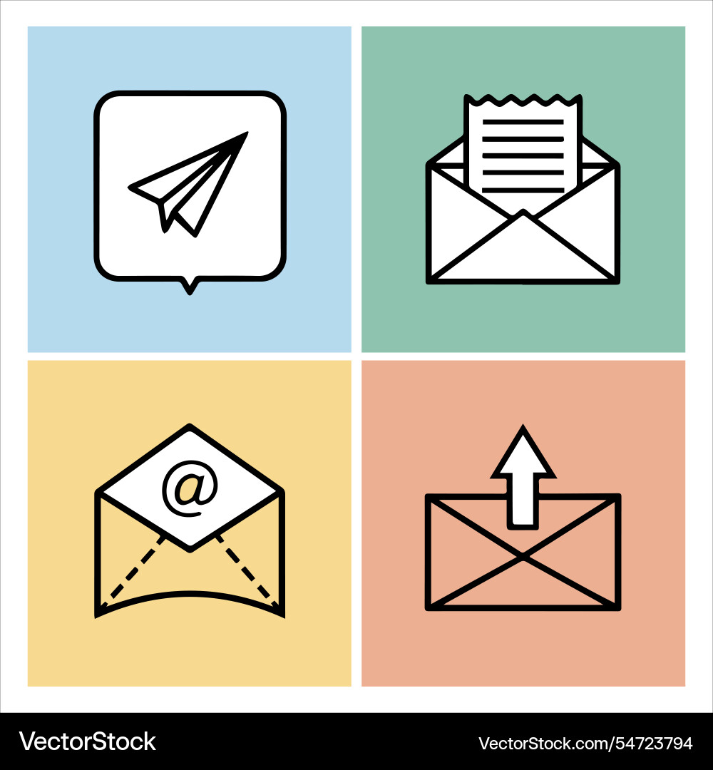Envelope mail icon set web buttons file Vector Image