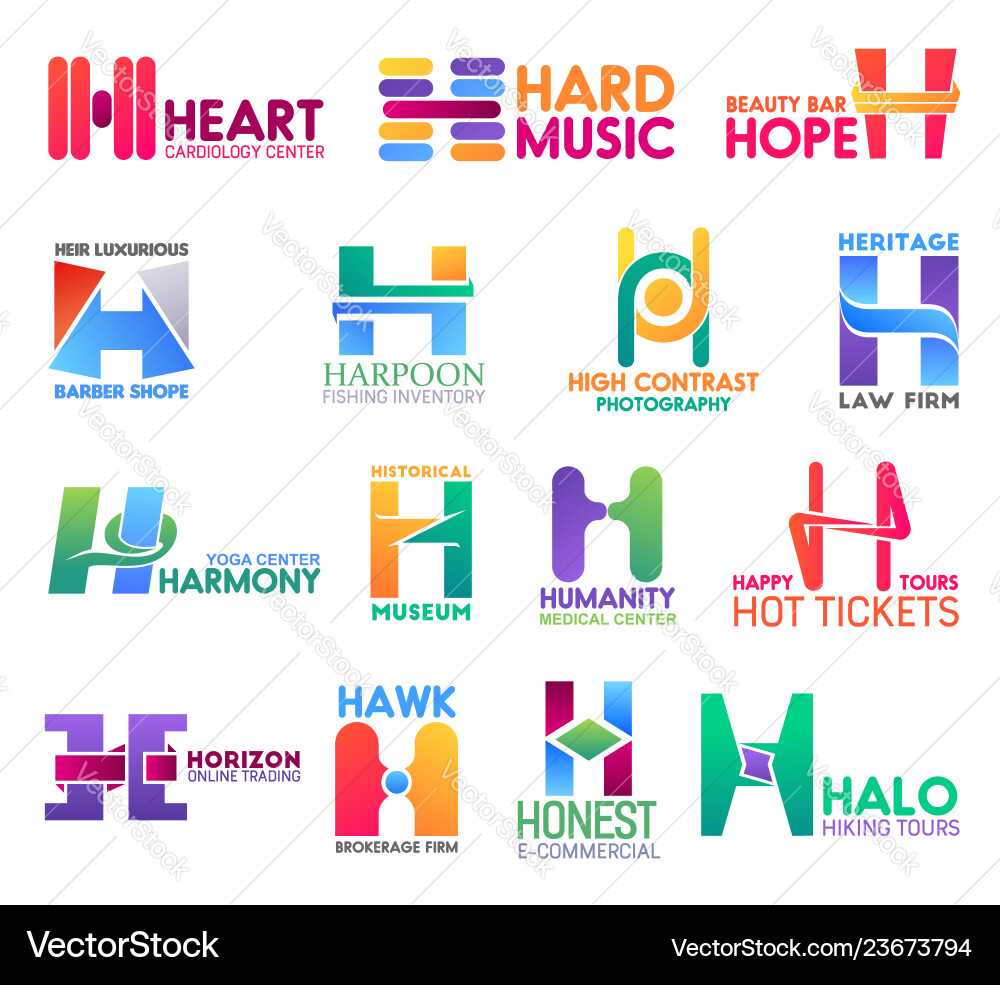 H letter corporate identity business icons H letter corporate identity business icons vector image