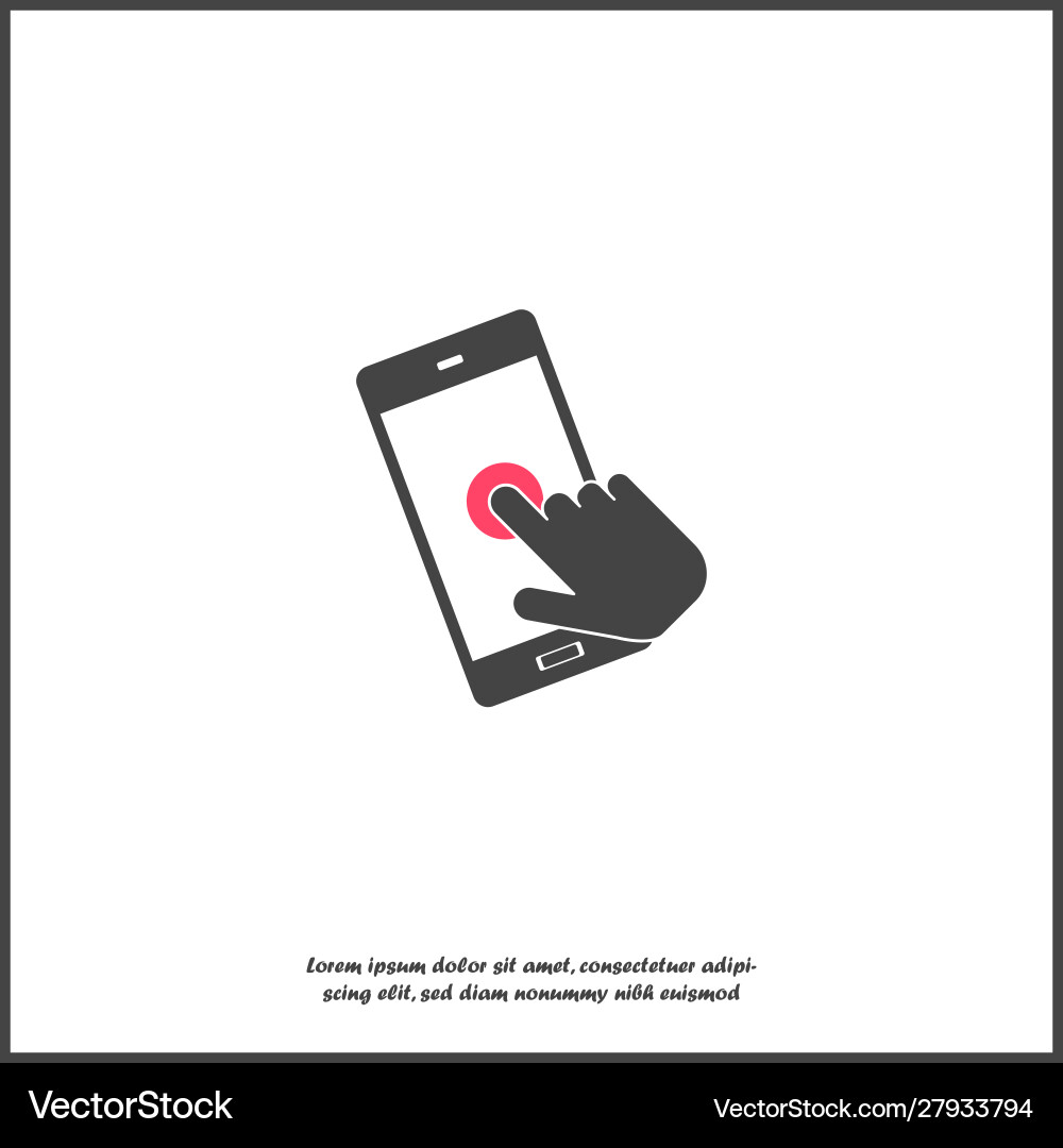 Hand clicks on button smartphone cursor Hand clicks on button smartphone cursor vector image