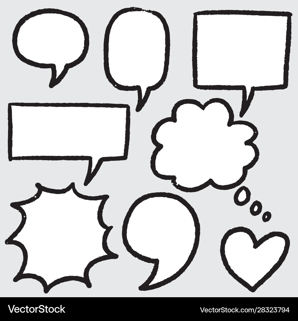 Hand Drawn Speech Bubbles Set Vector Image