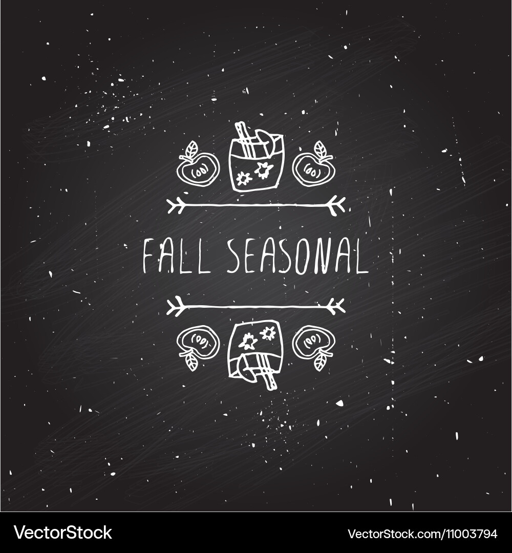 Handdrawn autumn element with text Vector Image