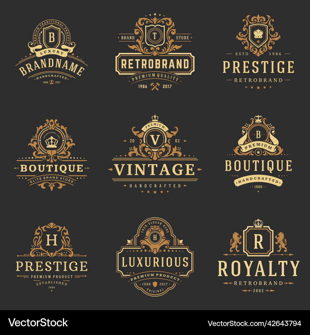 Luxury monograms logos templates objects Luxury monograms logos templates objects vector image