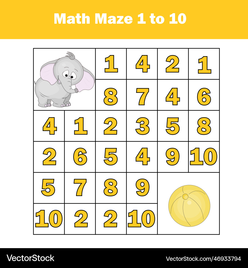 Maze game mathematics labyrinth with numbers Maze game mathematics labyrinth with numbers vector image