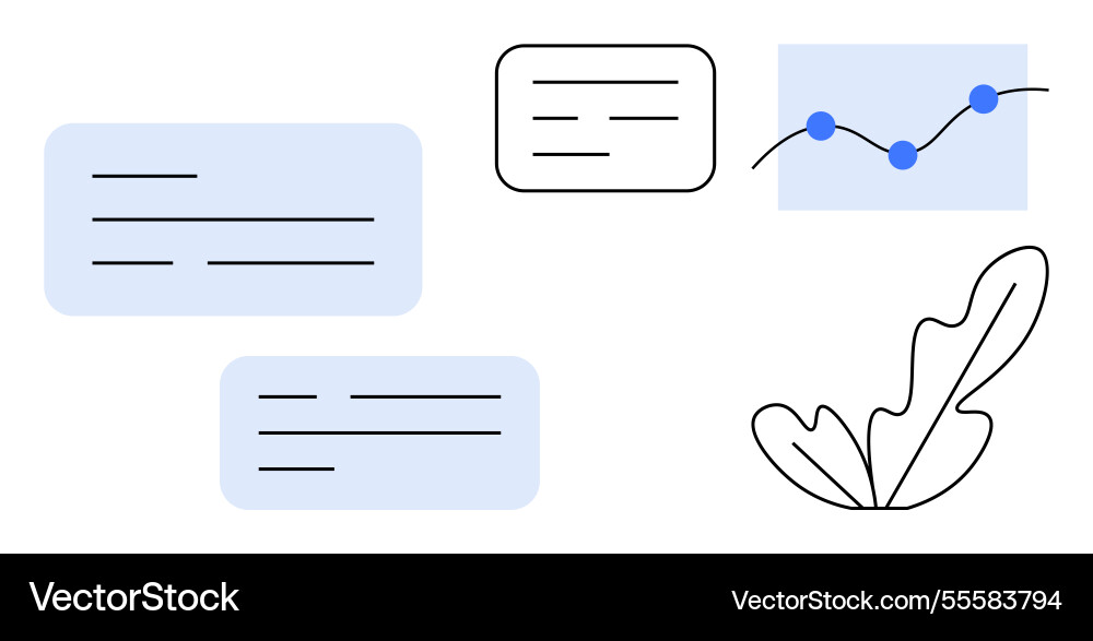 Minimalist interface with text boxes line graph Minimalist interface with text boxes line graph vector image