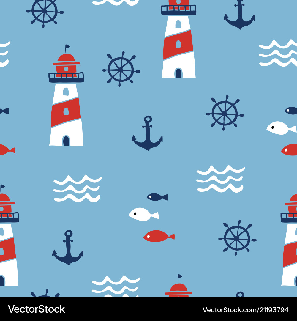 Nautical Seamless Pattern vector image