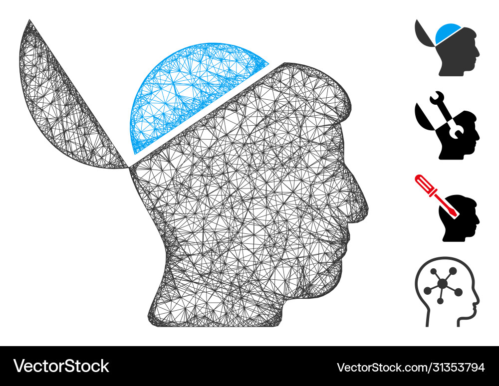 Open brain web mesh Open brain web mesh Vector Image