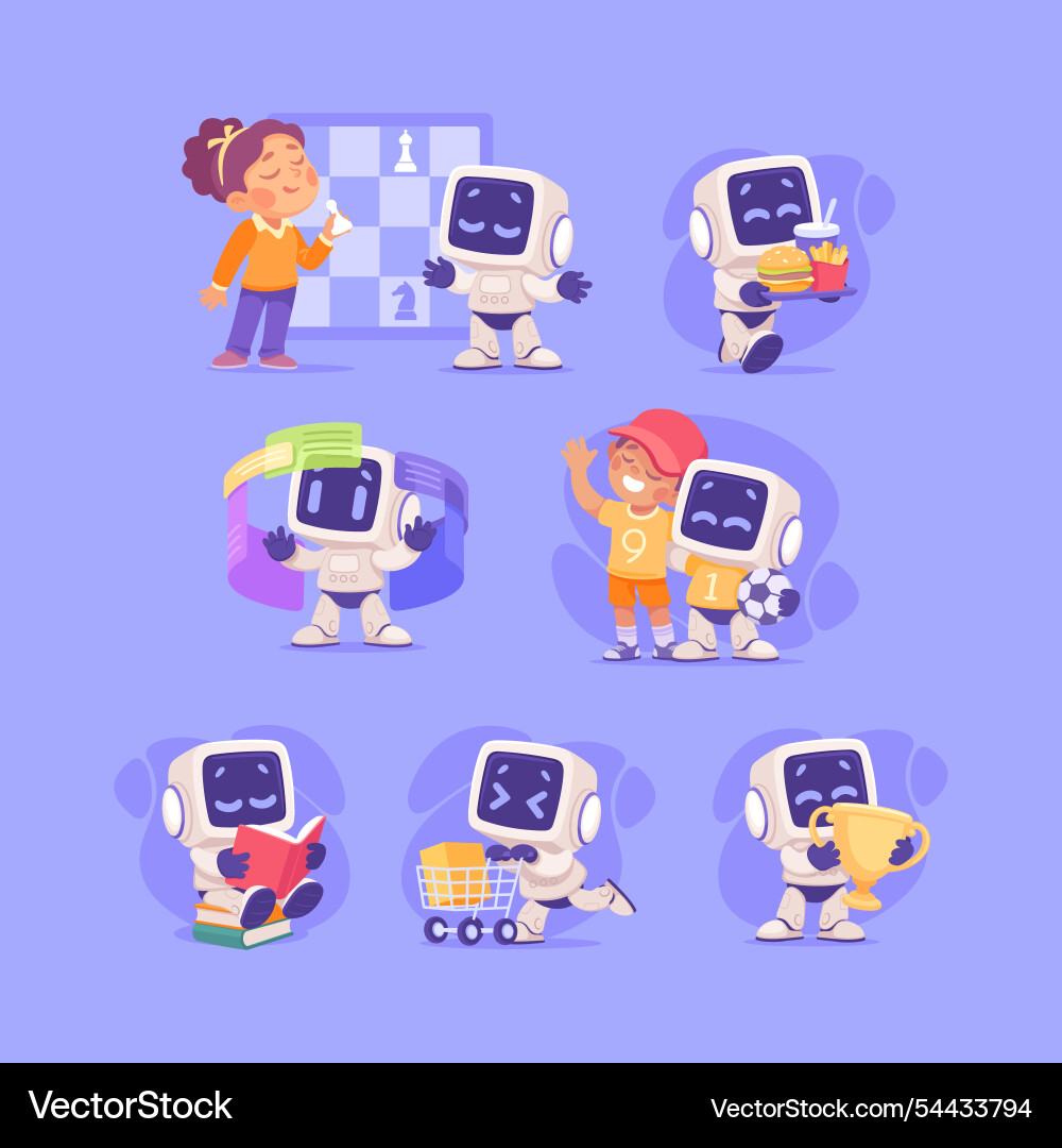 Robot character as smart android assistant machine Robot character as smart android assistant machine vector image