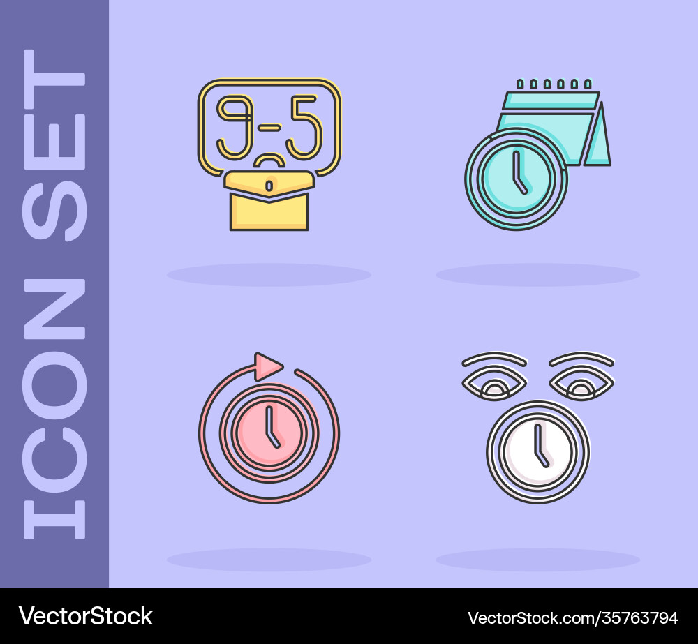 Set clock from 9 with arrow and calendar Set clock from 9 with arrow and calendar vector image
