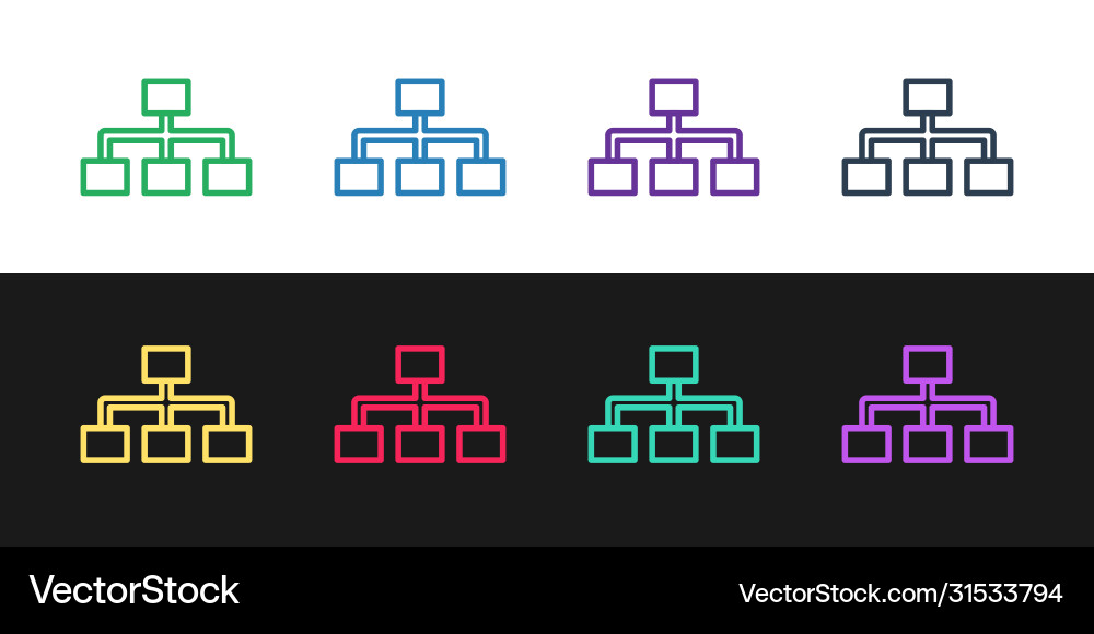 Set line business hierarchy organogram chart Set line business hierarchy organogram chart vector image