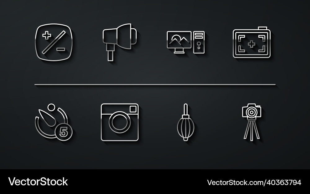 Set line exposure compensation camera timer Set line exposure compensation camera timer vector image