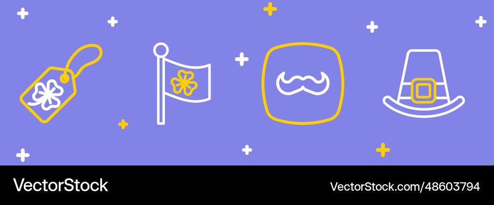 Set line leprechaun hat mustache ireland flag Set line leprechaun hat mustache ireland flag vector image