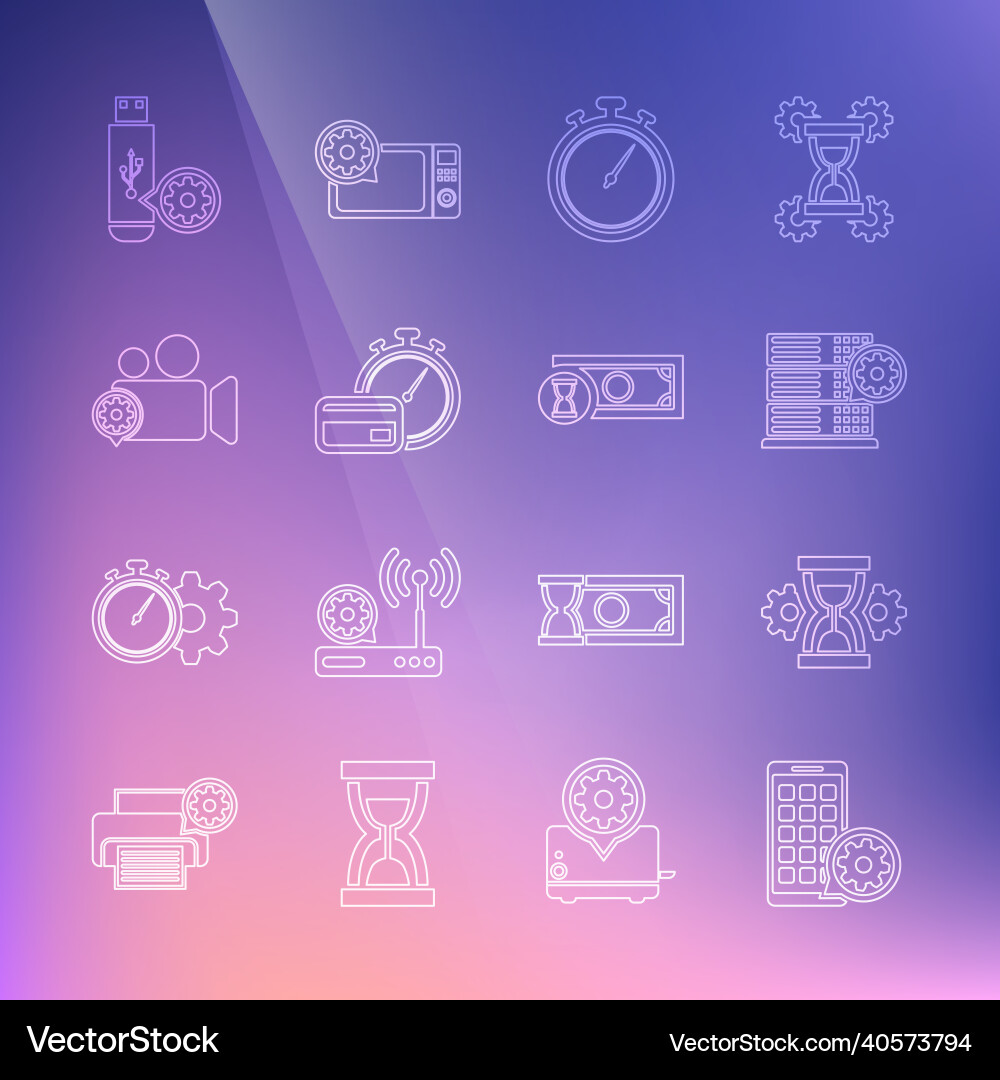 Set line mobile apps setting hourglass server Set line mobile apps setting hourglass server Vector Image