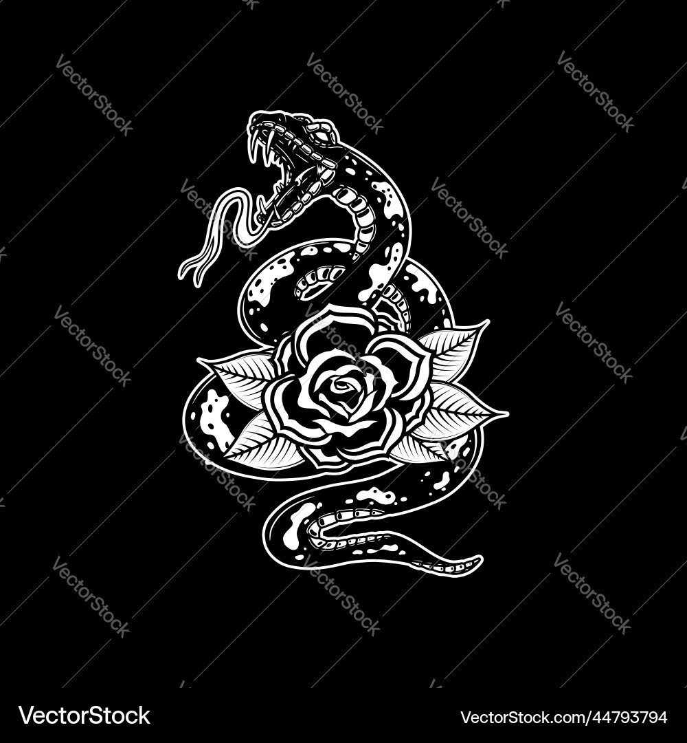 Snake on the background with roses design element Snake on the background with roses design element vector image