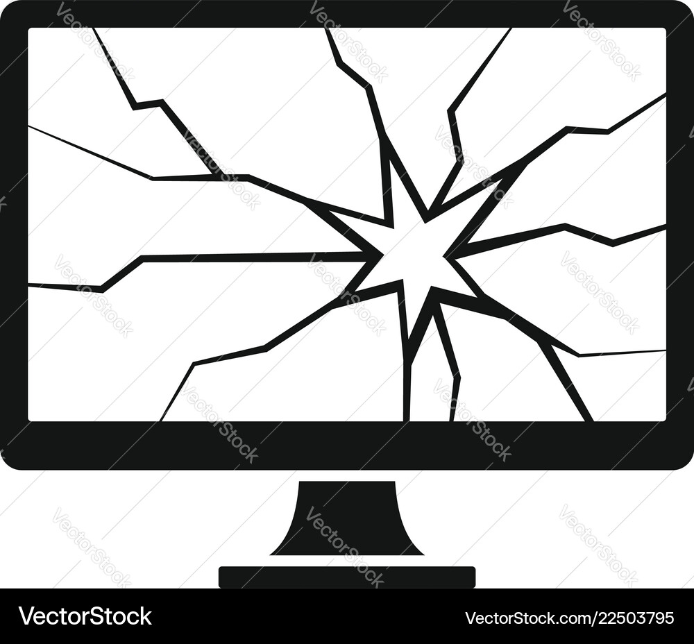 Broken computer monitor icon simple style Broken computer monitor icon simple style vector image