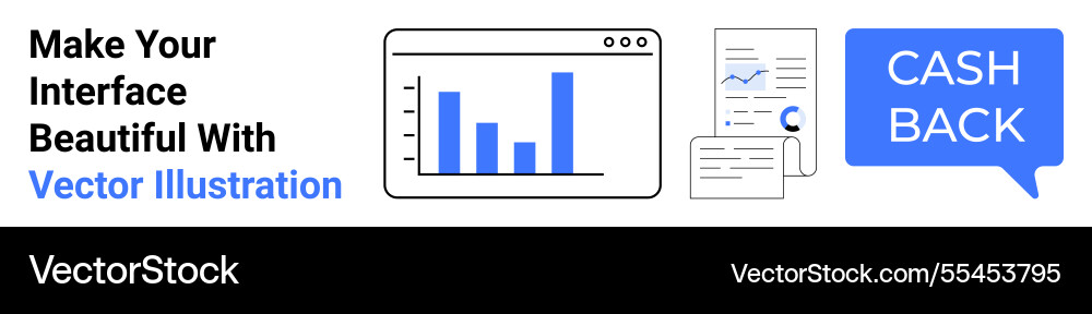 Data analytics dashboard with reports and cashback Data analytics dashboard with reports and cashback Vector Image