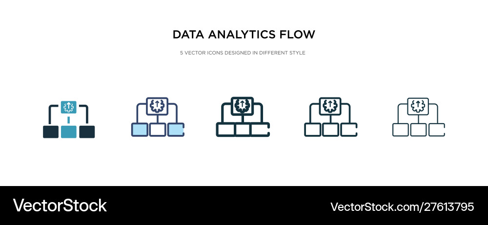 Data analytics flow chart icon in different style Vector Image