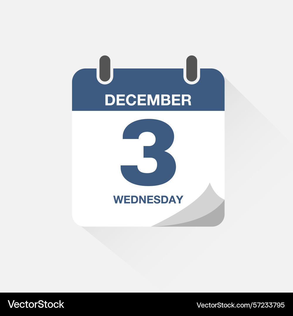 Day calendar with date december 3 icon Royalty Free Vector