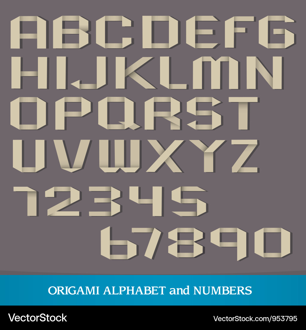Folded Alphabet with Numbers Vector Image