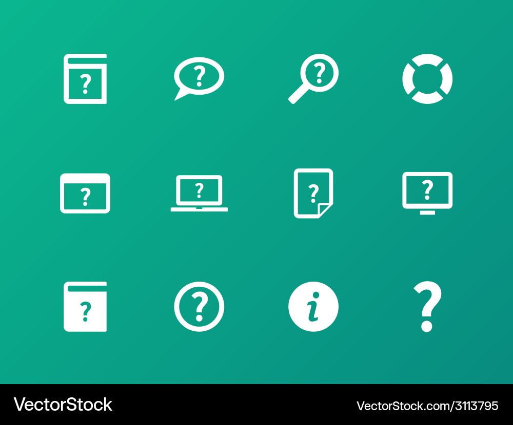 Help and faq icons on green background vector image